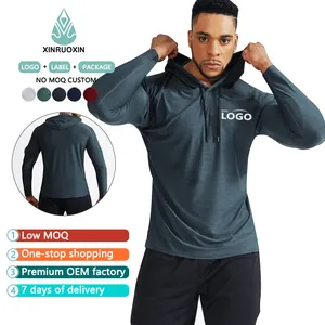 Men's hooded long sleeve fitness clothes men's slim fit sports quick drying sweater men's basketball elastic training clothes