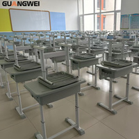 Table et chaise d'étude GUANGWEI, hauteur réglable, acier et plastique durables, bureau individuel pour élèves du primaire