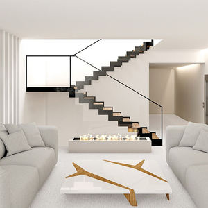 Villa de acero duradero de ballena con diseño de loft industrial moderno Escaleras en <span class=keywords><strong>zigzag</strong></span> Barandilla de vidrio Revestimiento ignífugo para hoteles - Product Image 2