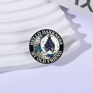 เข็มกลัดโลหะผสมสังกะสีชุบดำแบบนิกเกิล ลายเพลงพื้นบ้านแนวกอธิค ค้างคาว ดอกไม้  ต้อนรับความมืด  เพื่อนเก่าของฉัน - Product Image 2