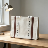 Sac fourre-tout en coton biologique durable de qualité supérieure avec poignée en ruban imprimé et logo personnalisé pour une campagne marketing de marque de luxe