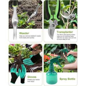 <b>Garden</b> <b>Tool</b> Set 11 Piece Aluminum Alloy Durable Manual <b>Tools</b> For <b>Garden</b> DIY Emerald Green - Product Image 2