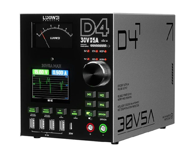 LUOWEI Intelligent Curve Regulated Power Supply D4 150W 30V5A Four-Channel Storage Short Circuit Fault Detection Repair Tool