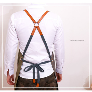 Delantal sin mangas estilo <span class=keywords><strong>vaquero</strong></span> para hombre, con estampado, estilo campestre americano, hecho a mano, con múltiples bolsillos, para barbero, tienda de té con leche, jardinería, camarero - Product Image 3