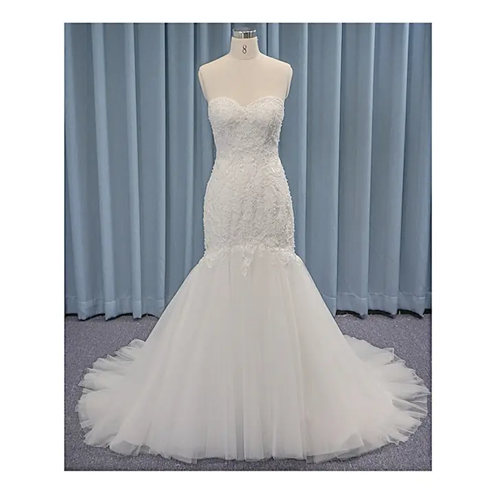 Personalizzato Aline sposa spalle scoperte abito da sposa bianco perline di cristallo paillettes lusso