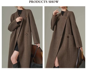 Long <span class=keywords><strong>manteau</strong></span> en laine pour femmes en duvet de chameau pour l'hiver avec ceinture - Product Image 3