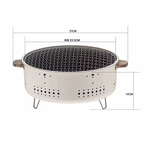 Réchaud à charbon de bois rond portable pour la préparation du thé, barbecue, chauffage extérieur, multifonctionnel, coupe-vent, métal émaillé, 3-5 personnes - Product Image 2