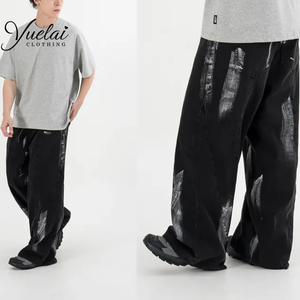 Yuelai <span class=keywords><strong>กางเกง</strong></span><span class=keywords><strong>ยีน</strong></span><span class=keywords><strong>ส์</strong></span>ฟอกแบบย้อนยุคของผู้ชายขาตรงทรง<span class=keywords><strong>กระบอก</strong></span>สีน้ำเงินสีดำผ้า<span class=keywords><strong>ยีน</strong></span><span class=keywords><strong>ส์</strong></span>กลางวินเทจสำหรับฤดูร้อน - Product Image 4