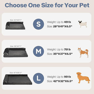 Proveedores personalizados XL XXL gris oscuro felpa ortopédica de espuma viscoelástica sofá cama para mascotas refuerzo ortopédico sofá cama para perro con 2 almohadas - Product Image 5