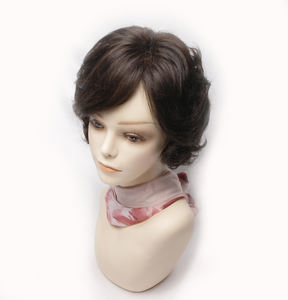 Perruque Bob Courte Ondulée Élégante en Cheveux Humains WIGTS, Faite à la Main, 6 Pouces, Noir Naturel et Brun, Extension de Cheveux Ultra-Fine et Respirante - Product Image 1