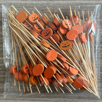 Piques à cocktail en bambou pour Halloween, cure-dents décoratifs, brochettes jetables pour apéritifs et fêtes