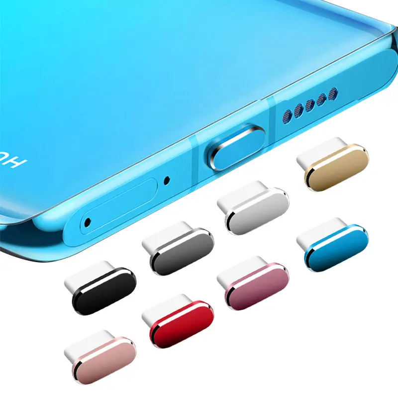 factory wholesale multicolor aluminum alloy Type-C metal charging port USB C anti dust plug for samsung s23