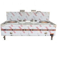Cuisinière à gaz chinoise commerciale à double brûleur en acier inoxydable pour projet de cuisine
