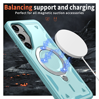 Étui de protection pour Samsung S25 S24 S23 Ultra Plus A55 A35 A15, charge magnétique sans fil, rotation à 360°, béquille, antichoc