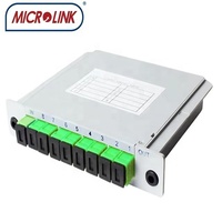 Splitter Serat Optik Pasif LGX Tipe 1*8 PLC SC/APC 1260-1650nm Bersertifikasi CE Garansi 10 Tahun untuk Jaringan PON