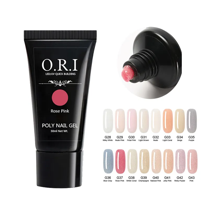 O.R.I nuovissimo set di gel uv con estensione acrilica a colori luccicanti glitter bling