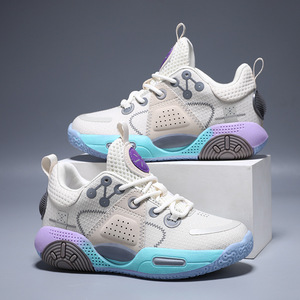 <span class=keywords><strong>Zapatillas</strong></span> de Baloncesto para Niños, <span class=keywords><strong>Zapatillas</strong></span> Deportivas con Parte Superior de Tela, Suela de Goma, Diseño con Letras, Cómodas para Todas las Temporadas - Product Image 1