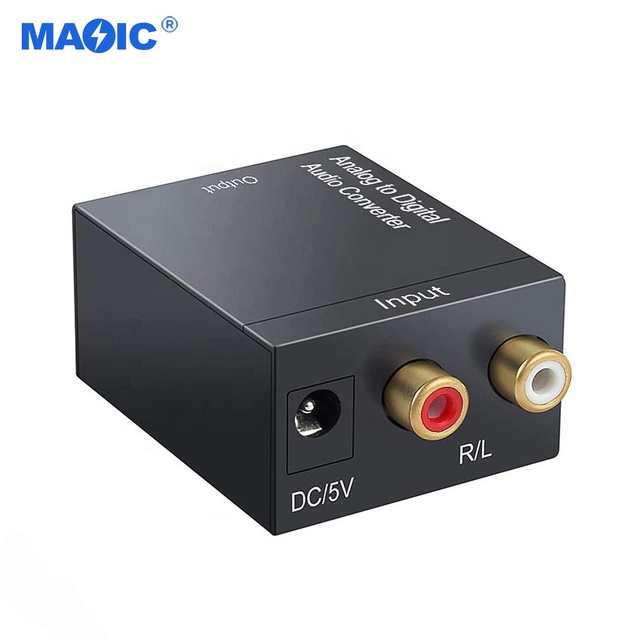 Audio Video Equipments R/L RCA 3.5mm to Digital Coaxial Toslink Optical Audio Adapter Analog to Digital Audio Converter