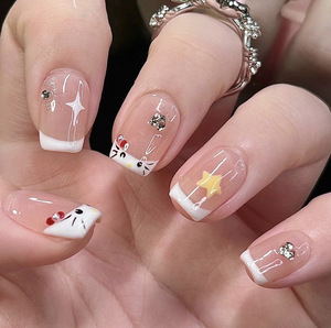 <span class=keywords><strong>Uñas</strong></span> Postizas <span class=keywords><strong>Estilo</strong></span> Ins de Longitud Media con Diseño de Mariposas y Microdiamantes Deslumbrantes, Removibles - Product Image 4