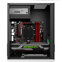 Casing PC Aluminium Custom untuk CPU, M-ATX & ITX Mid Tower, Casing Komputer Desktop Kantor dengan Port Audio dan Catu Daya