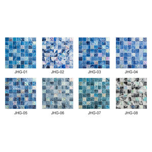 Fácil de pavimentar Splash Back Mosaics 4mm iridiscente Spa baño decoración de lujo al por mayor mosaico de vidrio piscina azulejos - Product Image 6