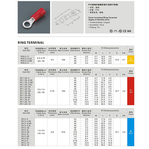 Rv 0.5-4 Vàng Vòng thiết bị đầu cuối lưỡi Spade nối chấp nhận kích thước cáp 24 AWG đến 18 AWG - Product Image 6