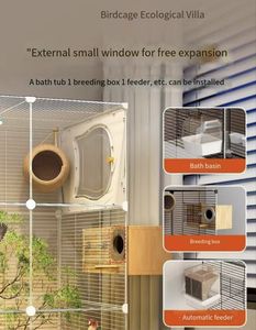 Villa écologique pour perroquets, cage à oiseaux avec barres horizontales épaisses, division à trois niveaux pour tous types d'oiseaux, empêche les évasions - Product Image 4