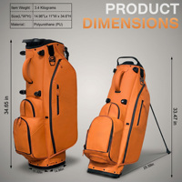 Sac de golf ASL Orange à 14 compartiments, imperméable en cuir PU léger avec logo personnalisé, sac de golf pour hommes et femmes