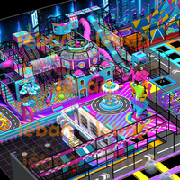 Aire de jeux intérieure personnalisée pour enfants de 1500 m² avec piscine à balles, toboggan, trampoline, mur d'escalade et manège