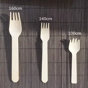 Wholesale Eco-frinedly 105mm 140mm 160mm Compostable Biodegradable Disposable Wooden Forks