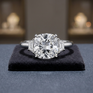 Anillo de Moda para Mujer con Tres Piedras, Chapado en Oro de 14K, Diamante de Laboratorio de Color Fantasía con Corte Cojín de 2 Quilates, Certificado IGI, para Boda, Compromiso o Fiesta - Product Image 3
