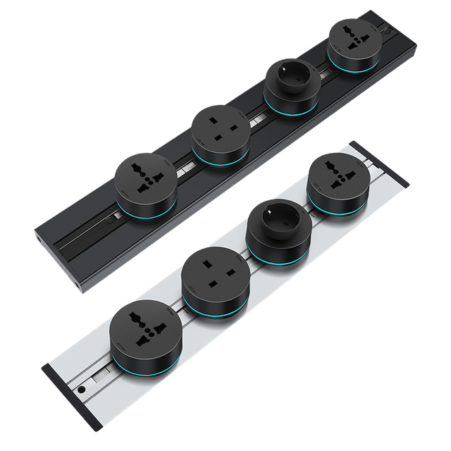 WiFi Tuya Smart  Movable Wall Mounted Power Track Socket Rail Type Removable Surface Hidden Desktop Kitchen 40/50/60/75/100 cm