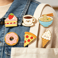 Ensemble de pin's en émail mignons sur le thème de la nourriture : Gâteau, Café, Nouilles, Pizza, Donut, Crème glacée, pour broches de dessin animé, décoration de sacs et vêtements, fabrication par coulée
