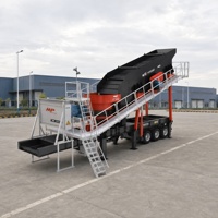 Installation mobile de criblage sur pneus 395 TPH certifiée CE pour le concassage et le criblage des agrégats sur chantier