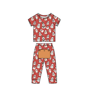 Conjunto de Ropa de Bebé Babylovey de 2 Piezas con Camiseta a Cuadros con Estampado Navideño y Pantalones con Pañal Desmontable - Product Image 2