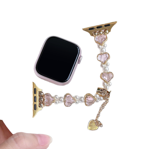 Bracelet de montre en métal Zircon d'amour de mode pour <span class=keywords><strong>Apple</strong></span> <span class=keywords><strong>Watch</strong></span> 42/44/45/46/49 bracelet de bijoux de filles de luxe pour IWatch 5678910 - Product Image 1