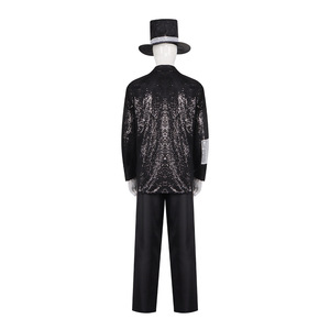 Costume de scène à paillettes de Michael Jackson, ensemble veste noire, chapeau et gants, cosplay d'Halloween - Product Image 4
