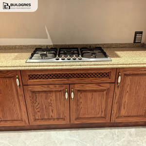 Buildgres Armoire <span class=keywords><strong>de</strong></span> cuisine pratique en forme <span class=keywords><strong>de</strong></span> L <span class=keywords><strong>avec</strong></span> évier/<span class=keywords><strong>plaque</strong></span> <span class=keywords><strong>de</strong></span> <span class=keywords><strong>cuisson</strong></span> au gaz/étagères <span class=keywords><strong>de</strong></span> rangement et niche d'exposition et comptoir en granit - Product Image 5