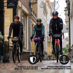 Bolsa de Manillar para Bicicleta Multifuncional de Nailon Resistente, con Cremallera Reflectante Grande, Impermeable, Desmontable, Negra, Deportiva - Product Image 6