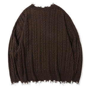 Maglioni da Uomo OEM & ODM di Tendenza, Lavorazione a Trecce, Tinta Unita, Collo a V, Colore Bianco, Pullover in <span class=keywords><strong>Cotone</strong></span> a Maniche Lunghe, Maglieria Invernale - Product Image 6