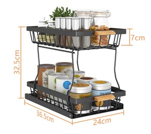 Pemasok langsung 2-Tier pengatur wastafel Geser penyimpanan dapur rak logam kabinet kamar mandi aplikasi plastik langsung grosir - Product Image 5