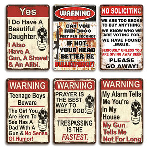 Letrero Metálico Divertido de Advertencia, No Solicitar Servicios, <span class=keywords><strong>Papá</strong></span> con Pistola, Humor, Decoración de Pared para Garaje, Bar, Cuarto de Hombre, Placa de Puerta Humorística de Seguridad - Product Image 1