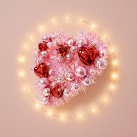 Guirlande de boules disco en verre rose de haute qualité en forme de cœur, fleurs, couronnes pour la Saint-Valentin, mariage, Noël, décoration de porte