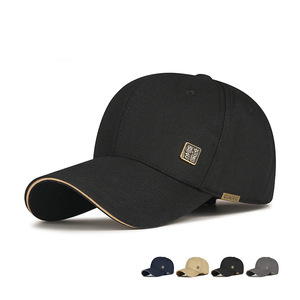 Men's Baseball Cap Cotton Solid Color Retro Style <b>Sunscreen</b> Breathable Windproof Classic Logo Design - Product Image 1