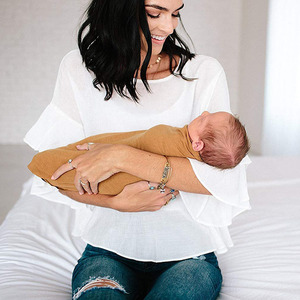 Coperte in Cotone di Bambù Tinta Unita, Copertine Neonato in Mussola Arcobaleno, Coperta Avvolgente in Maglia <span class=keywords><strong>per</strong></span> Neonati, Tessuto <span class=keywords><strong>per</strong></span> Tappe di Crescita - Product Image 4