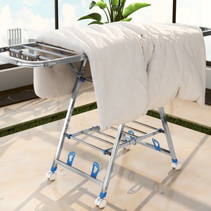 Foldable 3-Layer Stainless Steel Clothes <strong>Drying</strong> Rack Wing-Shaped Movable Metal <strong>Clothing</strong> <strong>Stand</strong> <strong>for</strong> Balcony or Floor-Standing Use - Product Image 4