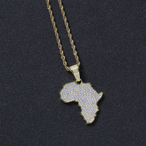 Africa pendant, hip hop jewelry men's and women's <b>necklaces</b>, <b>solid</b> zirconium pendant - Product Image 3