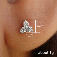 Kadınlar için Kübik Zirkonya Üçgen Küme Saplama Küpeler, 7mm, Altın Kaplama Pirinç Minimalist Geometrik Kulak Çivileri, 2 Renk