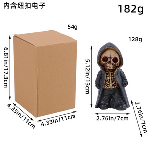 DAMAI Figura de Esqueleto Gótico de Resina para Niños, Estilo Ceñudo con Túnica Negra, Decoración de Halloween para el Hogar, Venta al por Mayor - Product Image 4