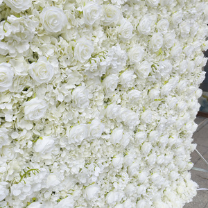 Panel de Fondo Floral Enrollable con Cremallera 5D 7D de Lujo F79, 8 pies x 8 pies, Pared de Flores Artificiales de Seda Blanca para Decoración de Bodas - Product Image 4